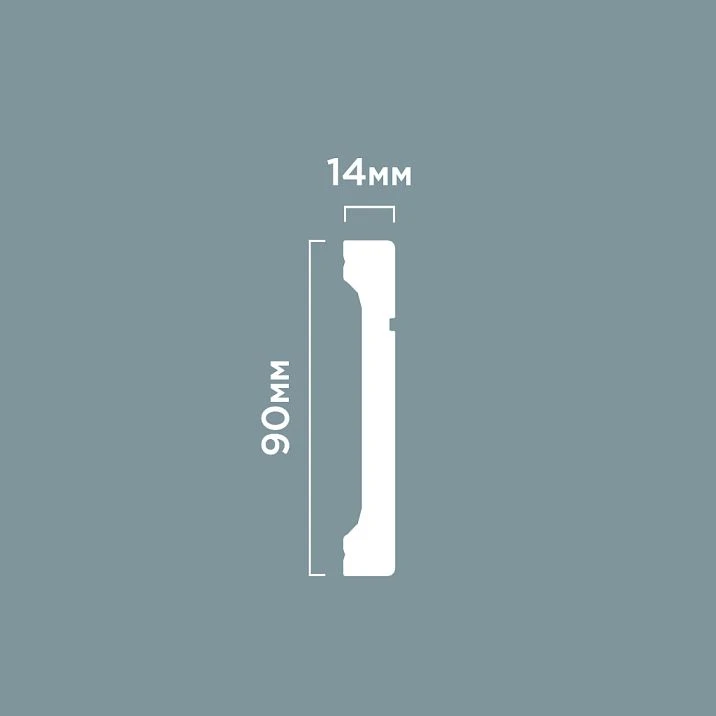 Skirting board B90V1L POLYSTYRENE HI WOOD 90 mm x 14 mm x 2.0 m. L. drawing