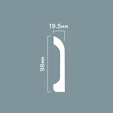 Floor skirting board B98V1 made of HI WOOD polystyrene, 98 mm high and increased thickness of 19.5 mm, drawing