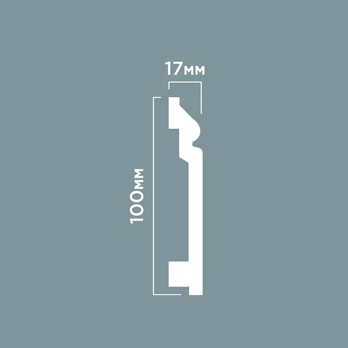 BA100 floor skirting board from HI WOOD polystyrene, maximum height 100 mm and thickness 17 mm, drawing