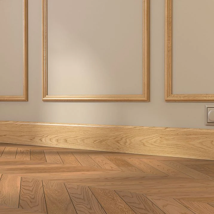 Straight wooden skirting board PLT-005 in interior