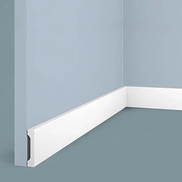 Floor skirting board B55V1 from polystyrene HI WOOD universal height 55 mm with decorative relief in white color