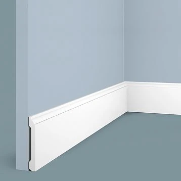 Polystyrene floor skirting board B80C HI WOOD, height 80 mm, thickness 11 mm, smooth surface, white color