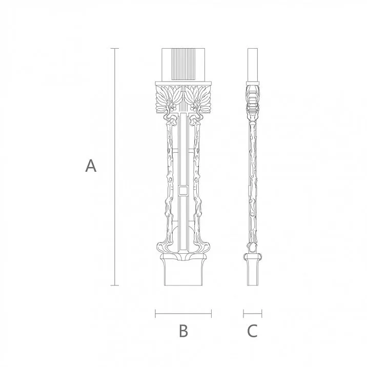 Newel post, natural and eco-friendly wooden product, durable and strong drawing