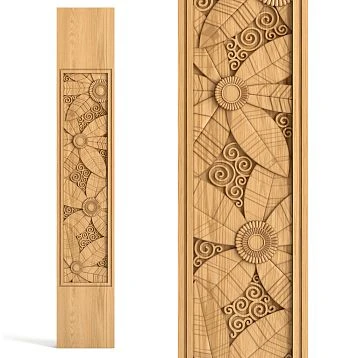 Flat wooden newel post L-096.1 against a white wall