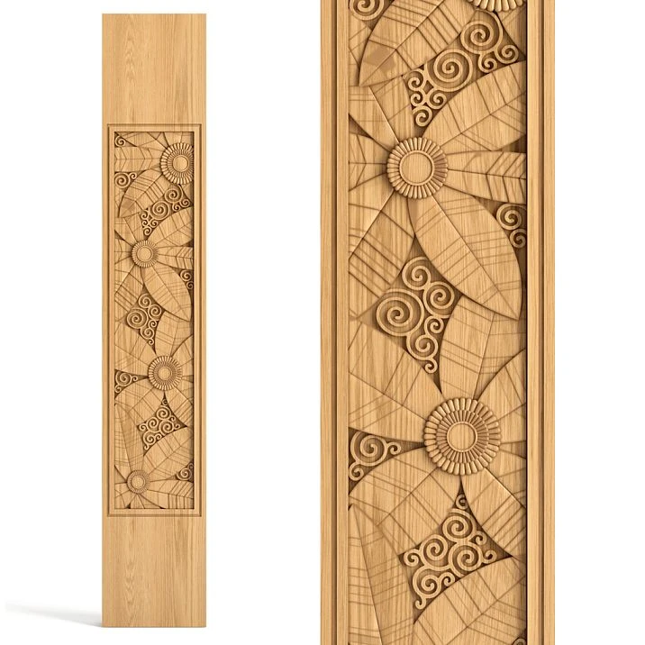 Flat wooden newel post L-096.1 against a white wall