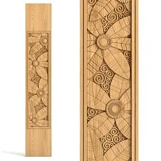 Flat wooden newel post L-096.1 against a white wall