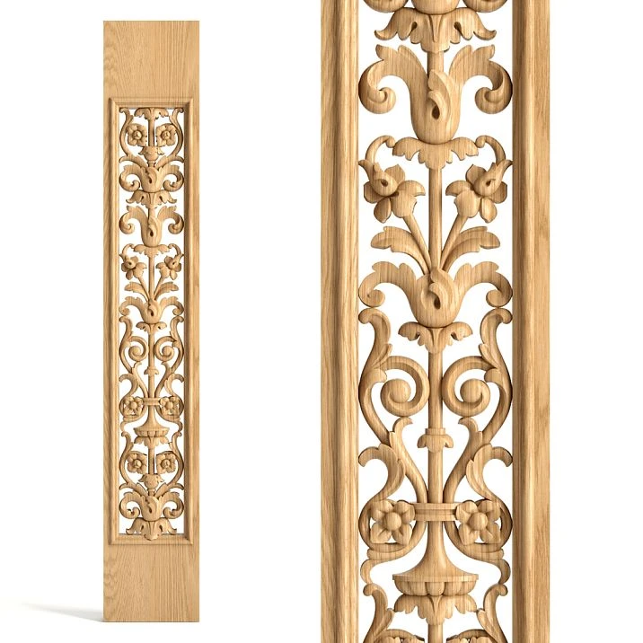 Carved Wooden Staircase Baluster L-101 with Leaf and Flower Pattern