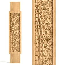 Carved wooden staircase newel post L-102 with crocodile skin effect