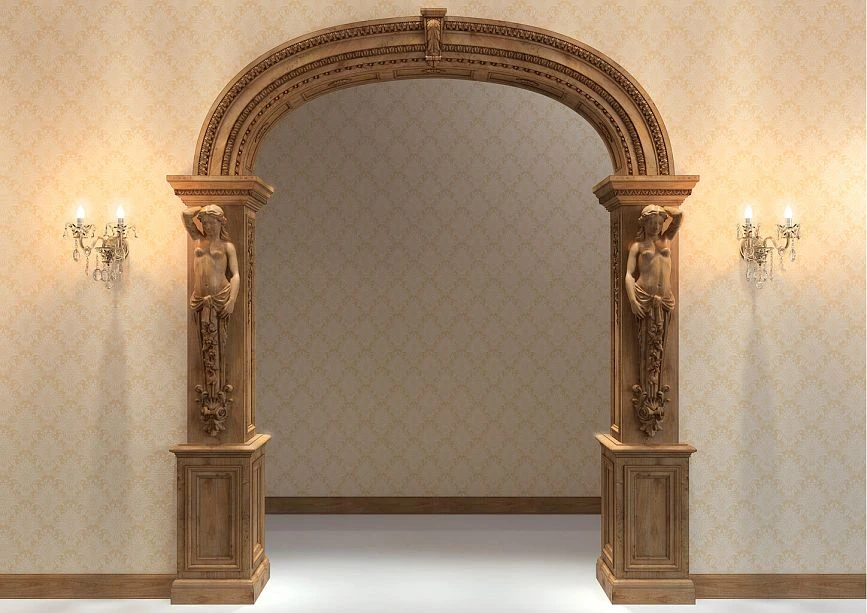 Caryatid adorning the door portal PRT-007, detailed carving