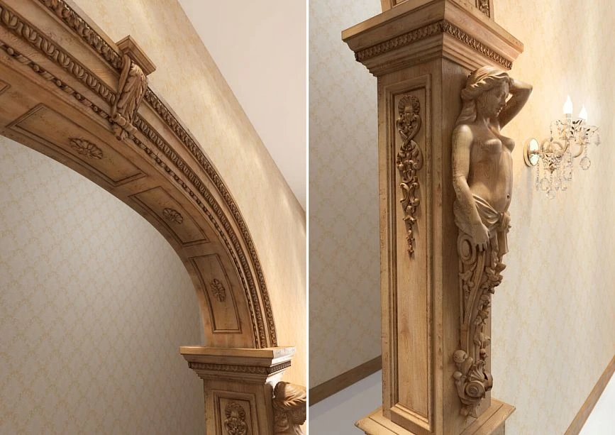 Caryatid decorating the PRT-007 door portal, detailed carving