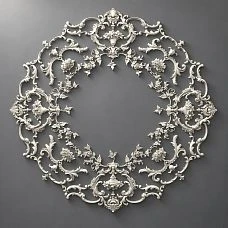 Stucco decoration CPU-066 made of polyurethane, 1345&times;1345&times;19 mm, with baroque floral ornament