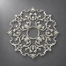 Compact stucco decoration CPU-069 made of polyurethane, 910&times;910&times;15 mm, with classic floral ornament