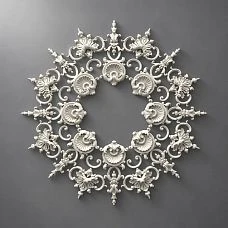Star-shaped stucco decoration CPU-070 made of polyurethane, 765&times;765&times;18 mm, with eight-ray composition and fan-shaped elements