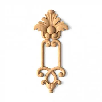 Decorative Inlay N-2101 from oak or beech with carved flowers and leaves