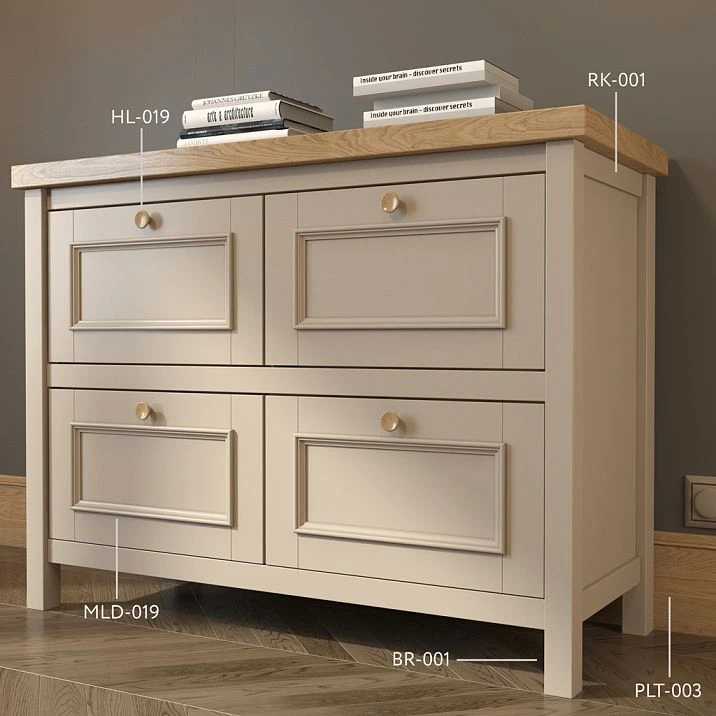 Wooden RK-001 Rail - Application for Cabinet