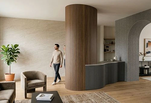 Flexible wall panels for interior finishing of columns, arches, and radius posts in a modern interior