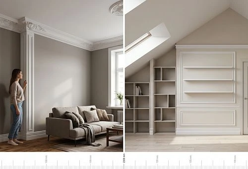 Molded decor set 2300 mm for decorating a high wall