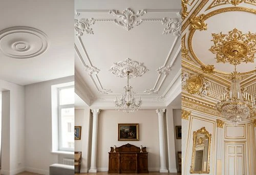 Calm, classic, and formal ornament of stucco decor in the interior