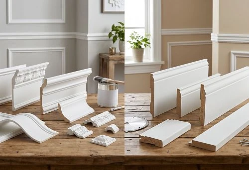 Polyurethane and primed MDF included in the wall molding decor set