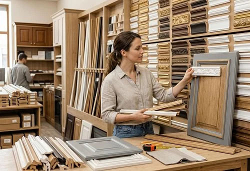 Moldings for furniture and decorative profiles for facades in furniture decor salon