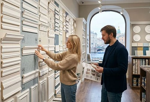 Wallpaper molding in St. Petersburg at the decorative profiles salon