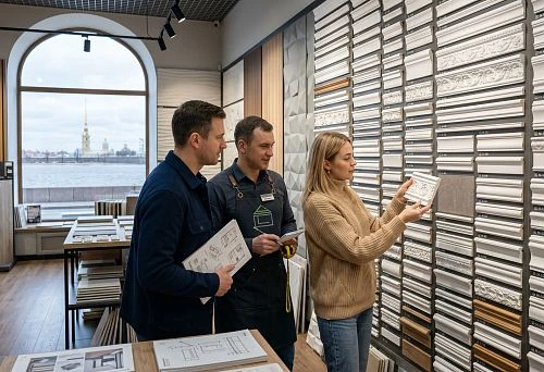 Panel moldings in St. Petersburg at the decorative profiles salon