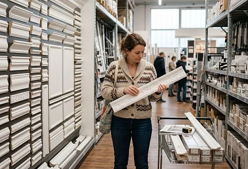 Moldings for wall and ceiling finishing in a decorative profile store