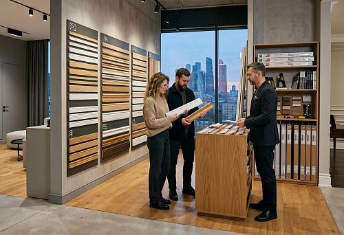 Skirting boards for interiors in Moscow at an interior design showroom