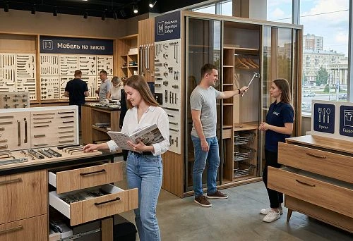 Selection of furniture fittings in Novosibirsk for kitchens, cabinets, dressers, and custom furniture