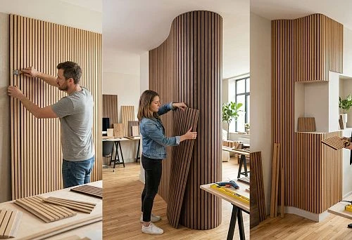 Flexible slats for wall mounting on flat surfaces