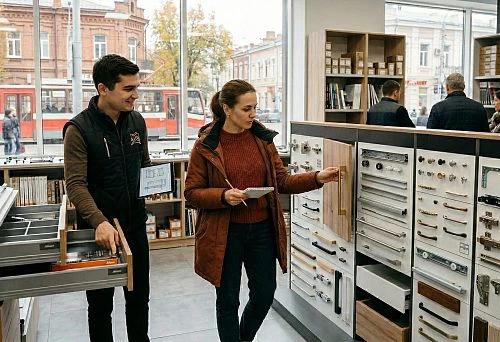 Selection of furniture fittings in Rostov for kitchen, wardrobe, chest of drawers, and custom furniture