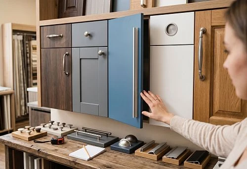 Furniture handles for facades: bracket, knob, profile, and recessed handle