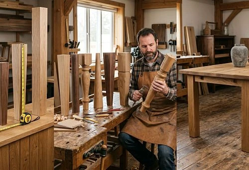 Wooden legs for a kitchen table with a sturdy construction