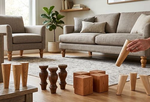 Wooden legs for sofa and armchair in a classic interior