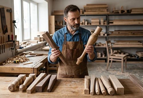 Wooden chair legs in classic or modern interiors