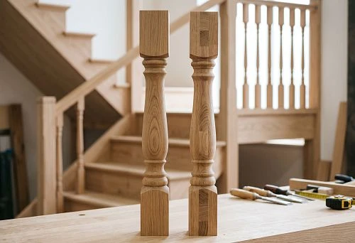 Solid wooden balusters for a sturdy staircase