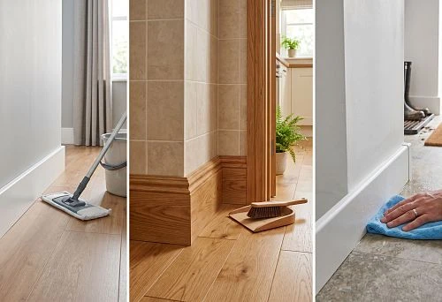 Skirting board for hallways with frequent cleaning and high traffic