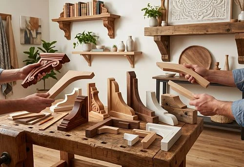 Wooden brackets for shelves, furniture, and interior