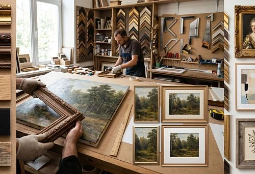 Wooden picture frame in interior