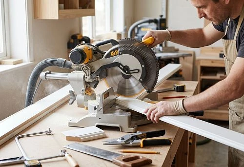 Cutting MDF baseboard for a clean cut without chips