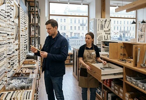 Furniture fittings in St. Petersburg at the furniture components store