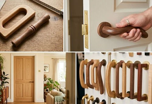 Wooden handle for an interior door in the interior