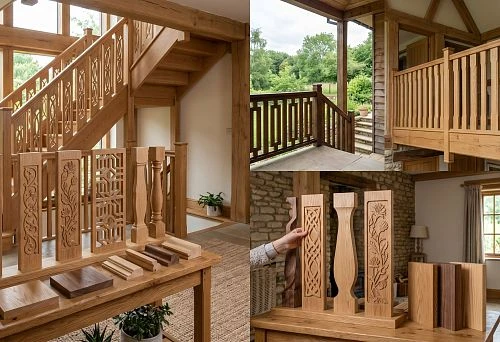 Flat wooden balusters for stairs