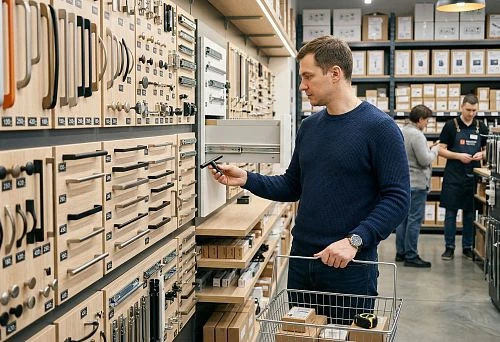 Furniture fittings at the furniture components store
