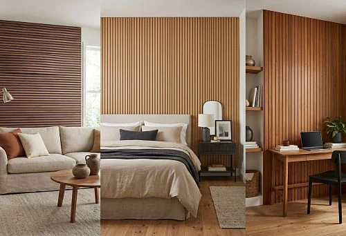 Decorative wooden wall panels for the living room