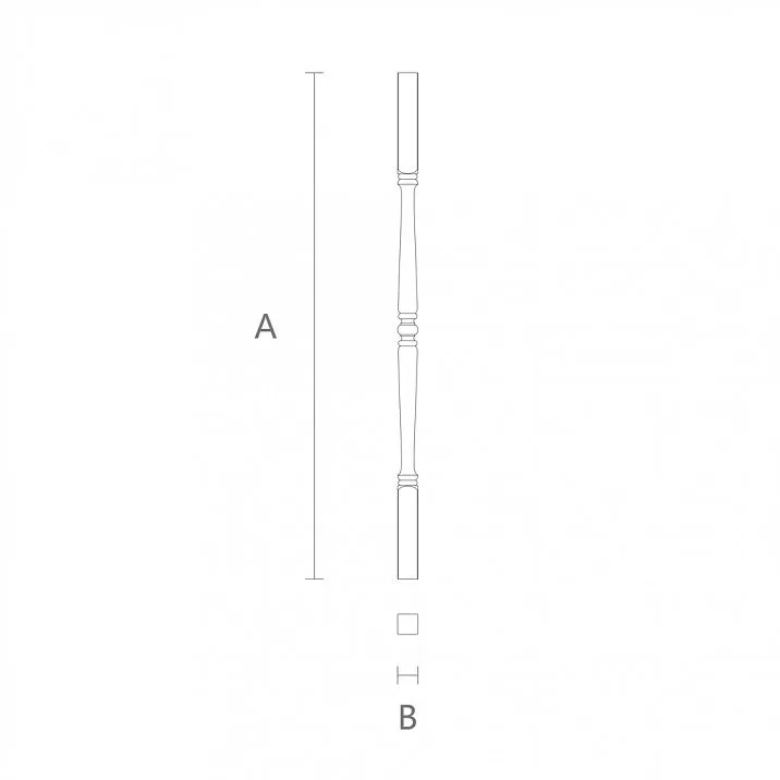 Oak or beech baluster for staircase L-019 from Stavros decor store, drawing
