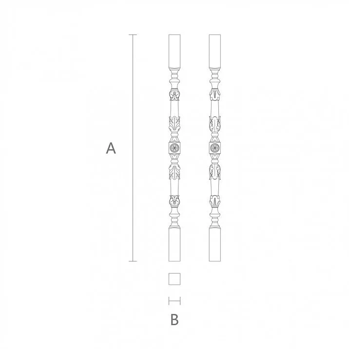 Wooden stair baluster L-041 made of oak or beech &mdash; a quality and affordable component for wooden staircases drawing