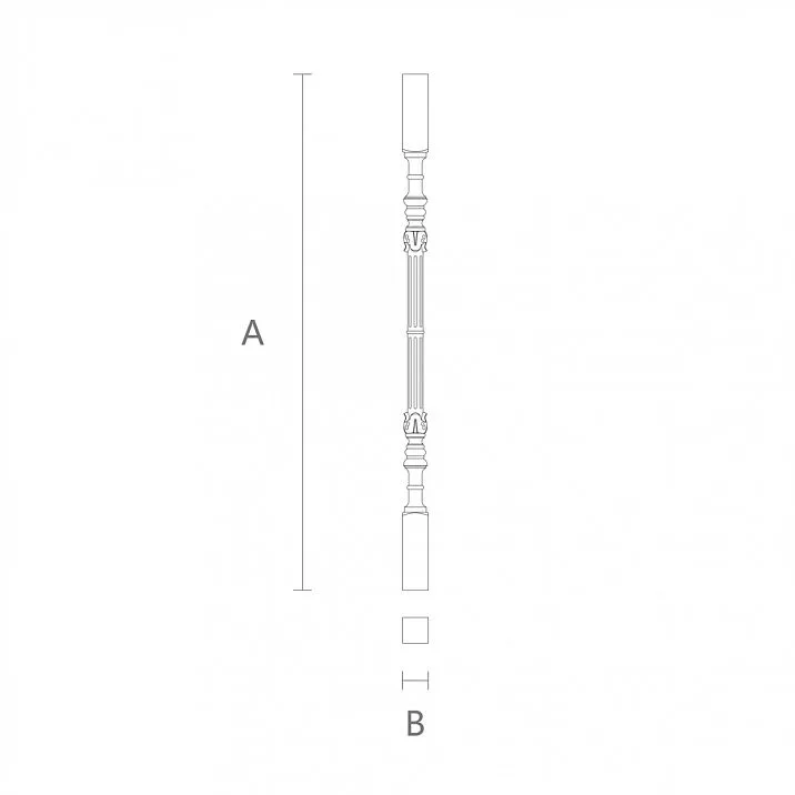Wooden stair baluster L-045 made of oak or beech &mdash; a quality and affordable component for wooden staircase drawings