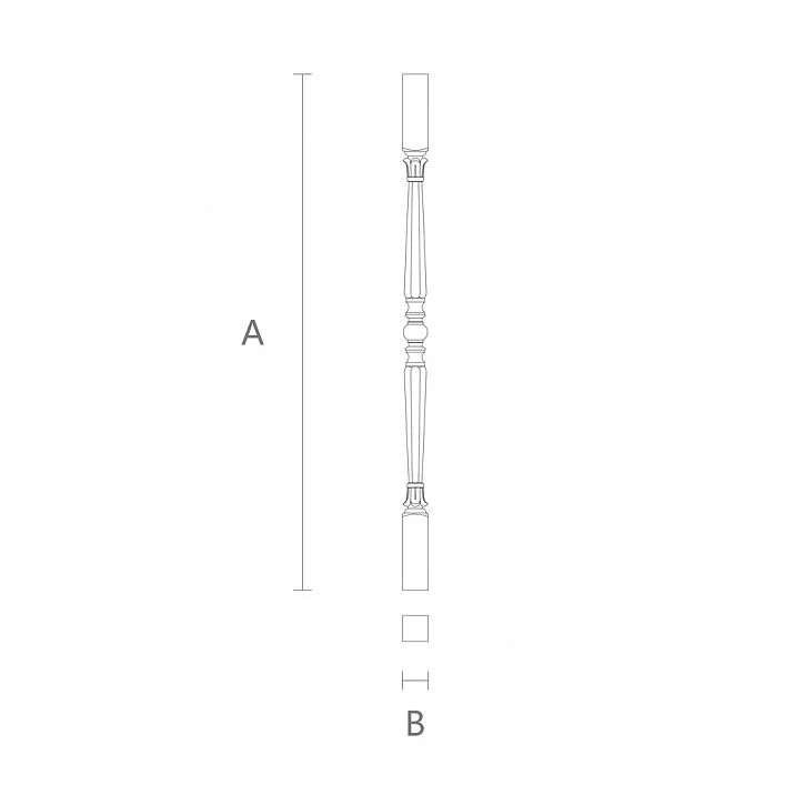 Wooden baluster for staircase L-047 in a subtle design with refined shapes