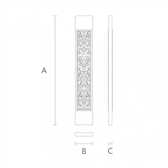 Wooden Decorative Staircase Item L-101 with Rectangular Shape and Relief Surface Drawing